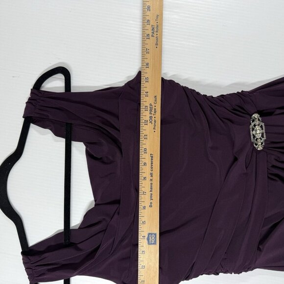 Lauren Ralph Lauren Women's Purple Draped Rhinestone Broach Maxi Gown Dress Sz 8 - Picture 12 of 12